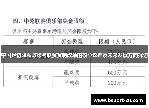 中国足协降薪政策与联赛赛制改革的核心议题及未来发展方向探讨