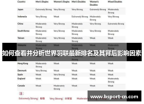 如何查看并分析世界羽联最新排名及其背后影响因素
